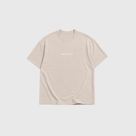 Oversized Beige Acid Wash Signature T-shirt