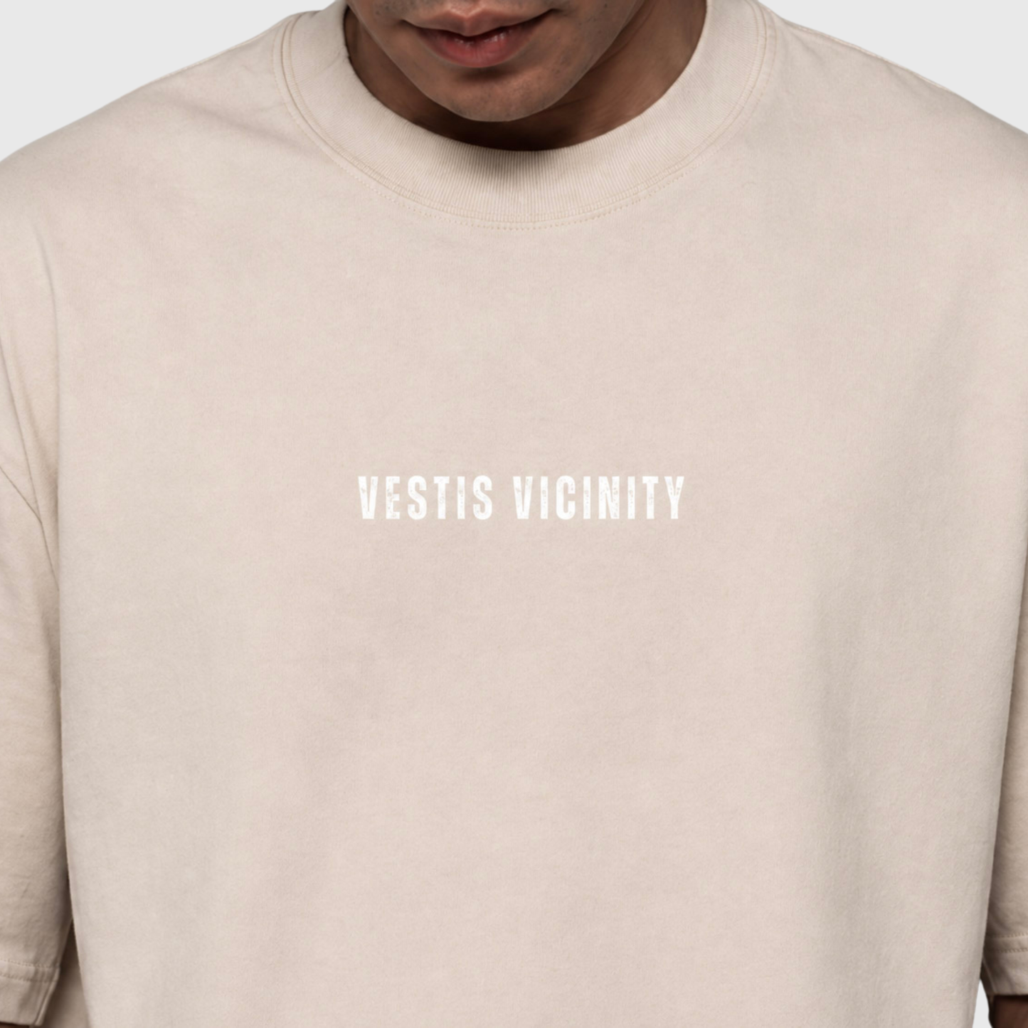 Oversized Beige Acid Wash Signature T-shirt