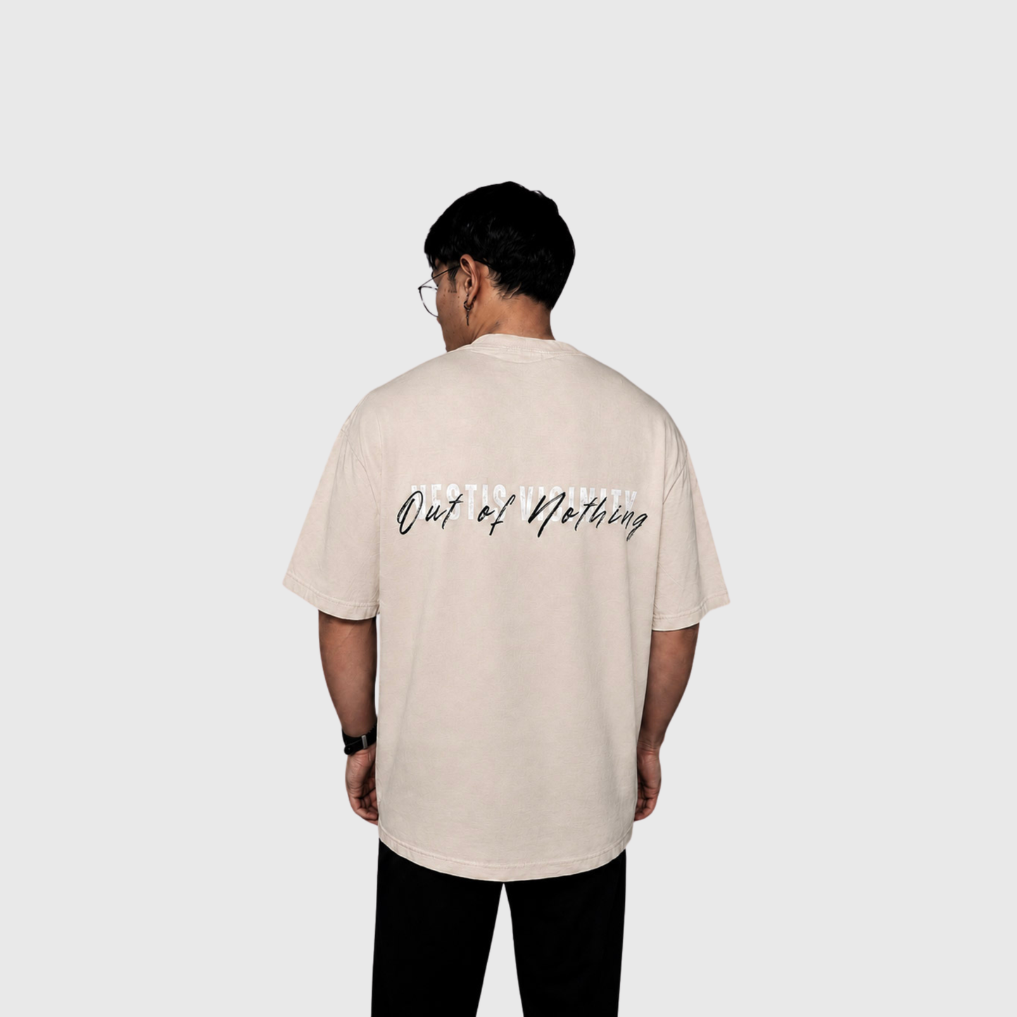 Oversized Beige Acid Wash Signature T-shirt