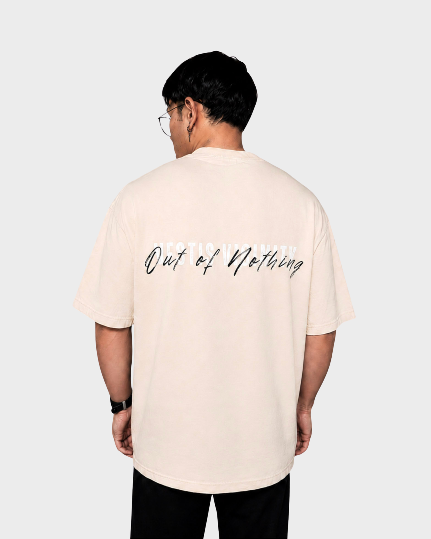 Oversized Beige Acid Wash Signature T-shirt